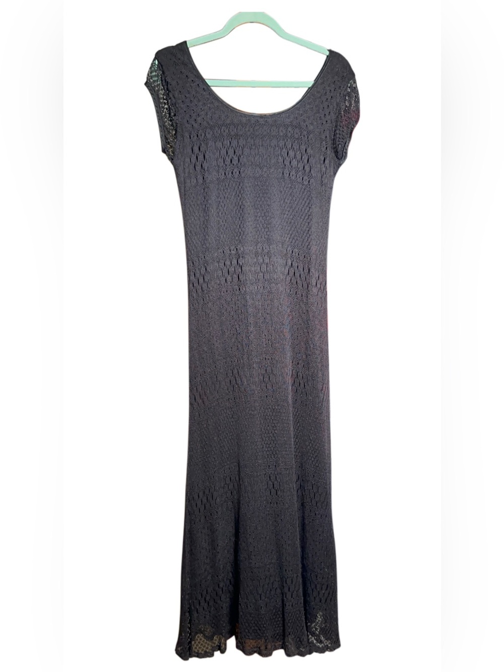 Women's Black Crochet Maxi Skirt - Lightweight Knit Long Skirt